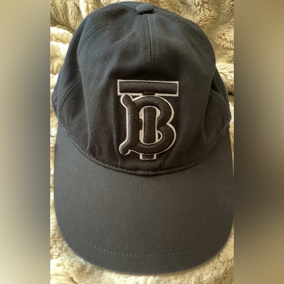 Burberry |Women’s Black TB Logo Canvas Baseball Cap Hat Small Petite Adjustable - Picture 1 of 10